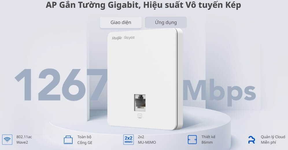 Bộ Phát Wi-Fi Gắn Tường RG-RAP1201 Hiệu Suất Vô Tuyến Kép