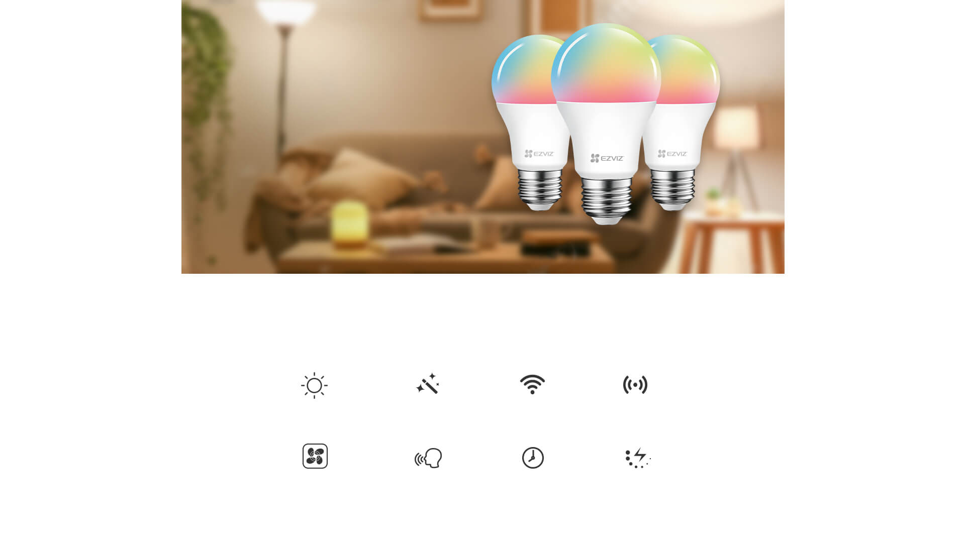 Đèn LED EZVIZ CS-HAL-LB1-LCAW thông minh điều khiển từ xa, hỗ trợ 16 triệu màu, WiFi 2.4 GHz.