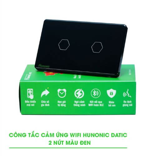 Hình Ảnh Công Tắc Cảm Ứng WiFi Hunonic Datic 2 Nút