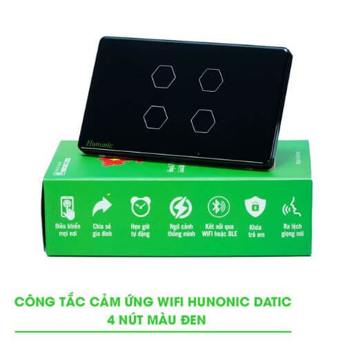 Hình Ảnh Công Tắc Chạm Cảm Ứng WiFi Hunonic Datic 4 Nút