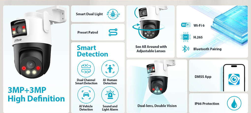 Camera Wifi DAHUA Picoo Dual D1 6MP (DH-P3D-3F-PV)
