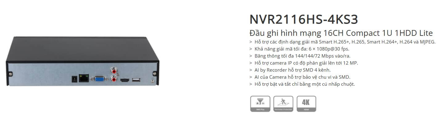 Thông tin chi tiết đầu ghi hình DHI-NVR2116HS-4KS3
