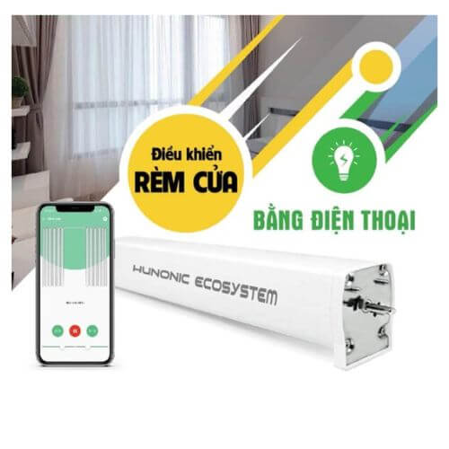Hình Ảnh Động Cơ Rèm Thông Minh Hunonic Ecosystem Điều Khiển Từ Xa