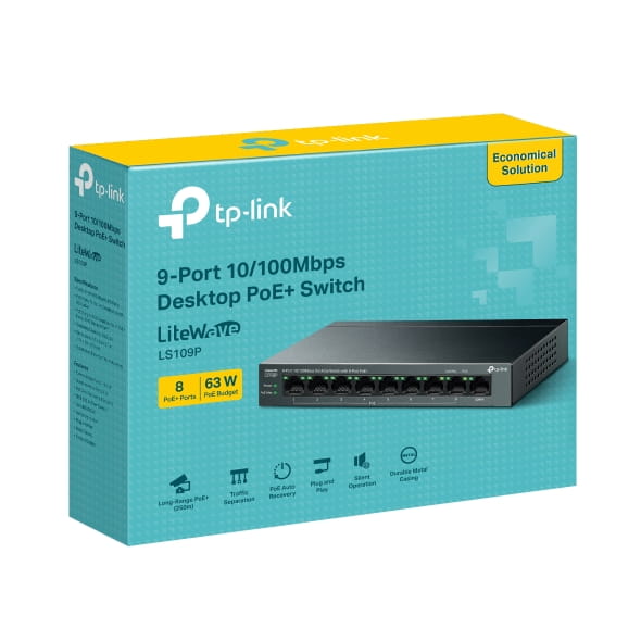 Switch Để Bàn 9 Cổng 10/100Mbps với 8 Cổng PoE+