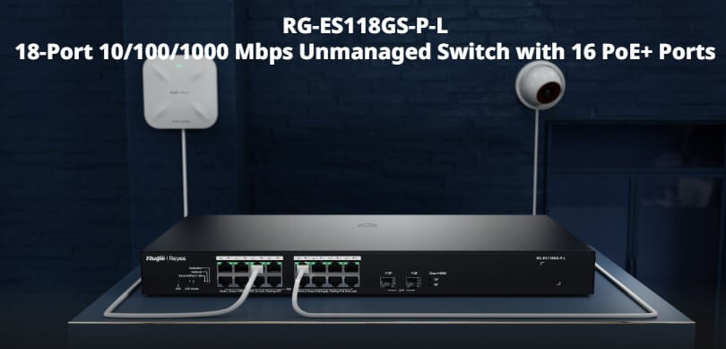 Hình Ảnh Chi Tiết Switch Poe 16 Port RUIJIE 247W RG-ES118GS-P-L
