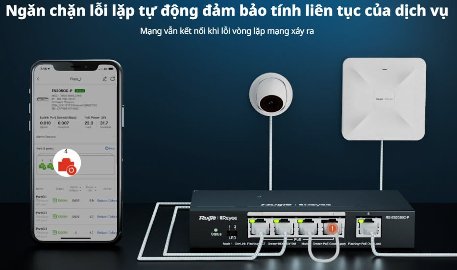 Hình Ảnh Switch Poe 5 Cổng RG-ES205GC-P 