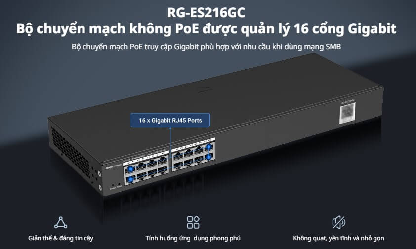 Hình Ảnh Switch RUIJIE RG-ES216GC 16 Cổng 10/100/1000BASE-T