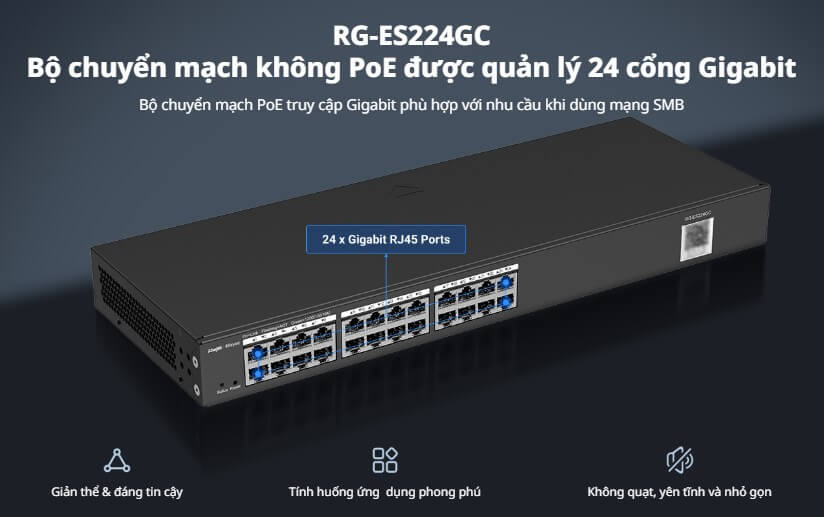 Hình ảnh RG-ES224GC Bộ Chuyển Mạch Không PoE Được Quản Lý 24 Cổng Gigabit