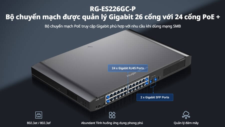Hình Ảnh Switch PoE RUIJIE 26 Cổng RG-ES226GC-P Giá Rẻ