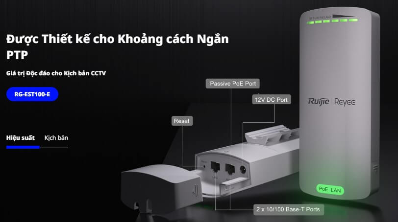 Thông Tin Bộ thu phát sóng không dây ngoài trời  RG-EST100-E 