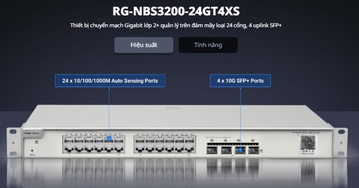  RG-NBS3200-24GT4XS Switch RUIJIE 24 Cổng Gigabit, 4 Cổng SFP+ 10Gbps BASE-X