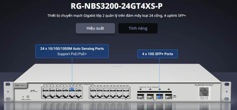 Hình Ảnh RG-NBS3200-24GT4XS-P Switch 24 Cổng Hỗ trợ PoE/PoE+