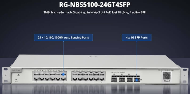 Hình Ảnh RG-NBS5100-24GT4SFP Switch RUIJIE 24 Cổng Gigabit