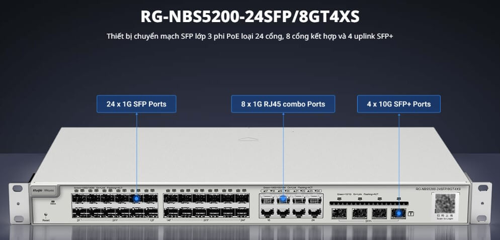 Hình Ảnh RG-NBS5200-24SFP/8GT4XS Switch RUIJIE 24 Cổng 