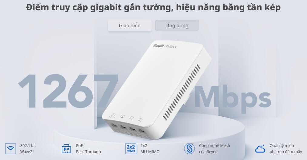 Hình Ảnh Bộ Phát Wifi Âm Tường Ruijie Wifi 5 1267Mbps RG-RAP1200P