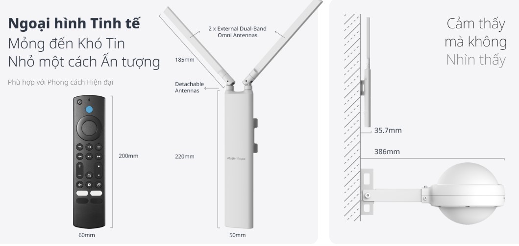 Thiết Bị Wi-Fi Ngoài Trời Tích Hợp Ăng Ten Đa Hướng RG-RAP52-OD 
