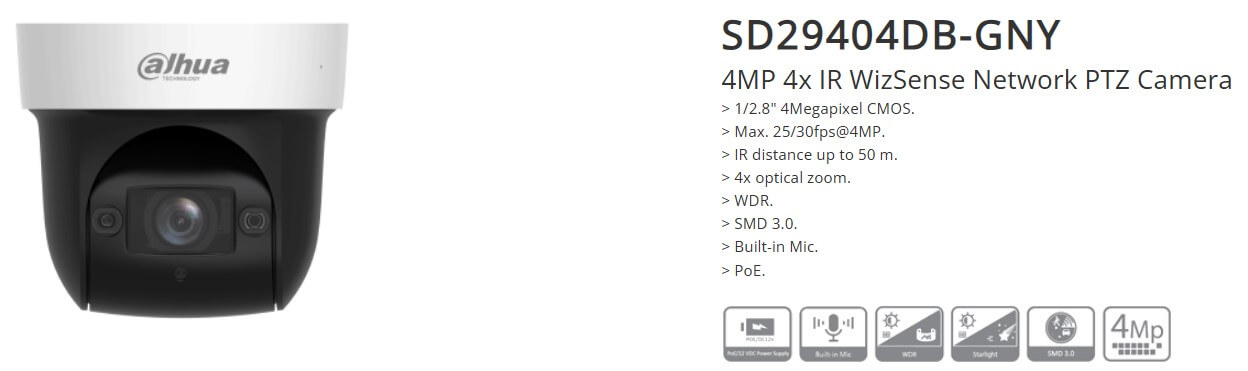 Hình ảnh chi tiết camera Dahua SD29404DB GNY