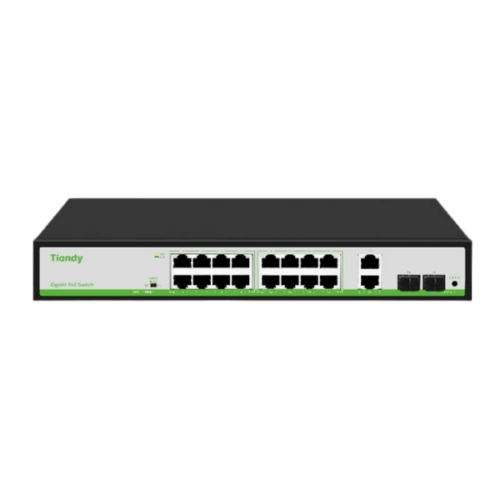 Hình ảnh Switch TIANDY TC-P3S020 (G/1622/AT/180) 16* Cổng PoE 10/100/1000M + 2* Cổng Gigabit Uplink + 2* Cổng Gigabit SFP