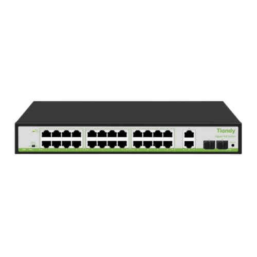Hình ảnh Switch TIANDY TC-P3S028 (G/2422/AT/280) 24* Cổng PoE 10/100/1000M + 2* Cổng Gigabit Uplink + 2* Cổng Gigabit SFP