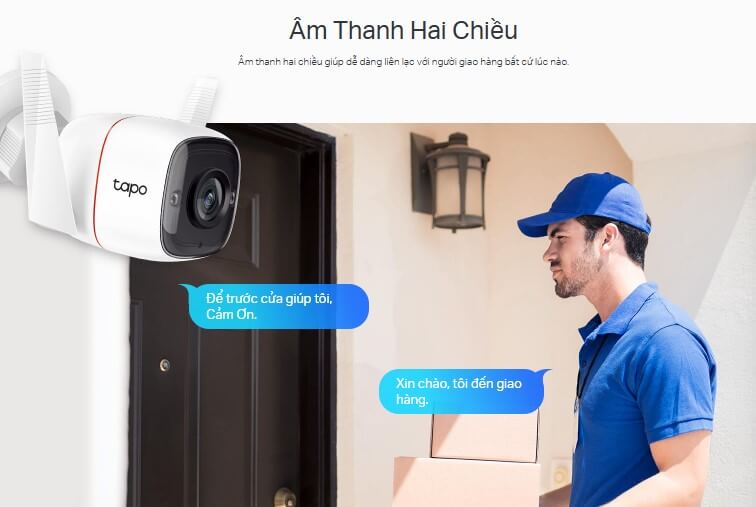Hình Ảnh TC65 Camera IP Ngoài Trời 3MP TP-LINK Âm Thanh Hai Chiều