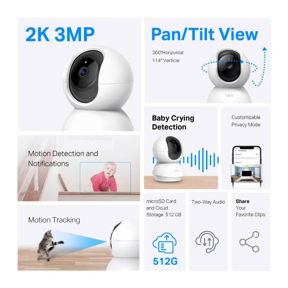 Chi Tiết Hình Ảnh Tapo C210P2 Camera IP 3MP TP-LINK Điều Khiển Bằng Giọng Nói