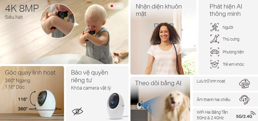 Hình Ảnh Tapo C260 Camera AI Wifi TP-LINK 4K 8MP Góc Quay Linh Hoạt