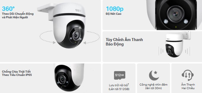 Hình Ảnh Chi Tiết Tapo C500 Camera IP TP-LINK Quay Quét Ngoài Trời Thông Minh