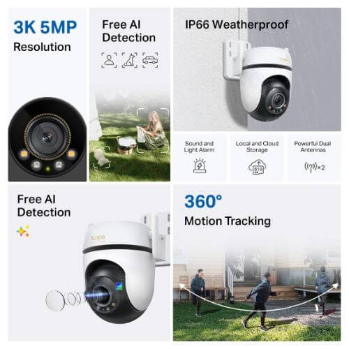 Camera IP TP-LINK Quay Quét 360° Ngoài Trời 5MP Tapo C530WS