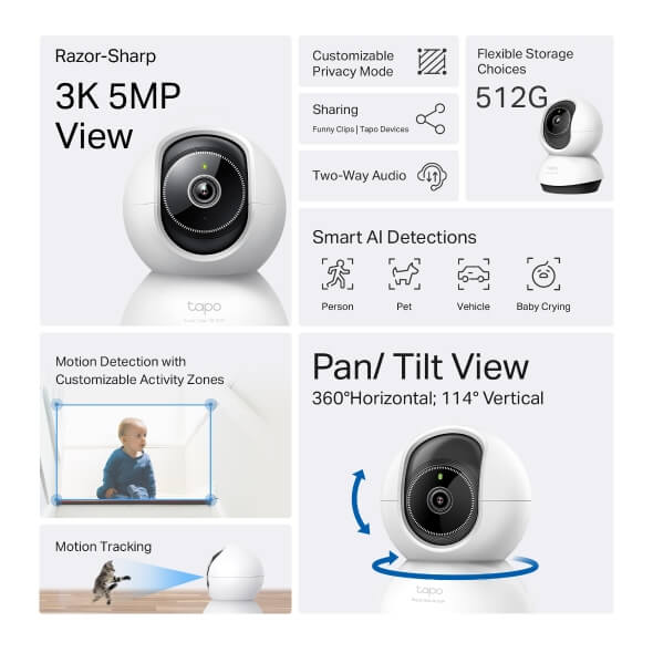 Hình Ảnh Chi Tiết Tapo TC74 Camera IP 5MP TP-LINK An Ninh Gia Đình 