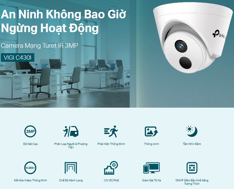 Hình ảnh Camera Dome Hồng Ngoại 3MP TPLink VIGI C430I 