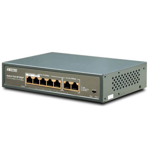 Switch Poe 5 Port 2 uplink Aptek SF1052P