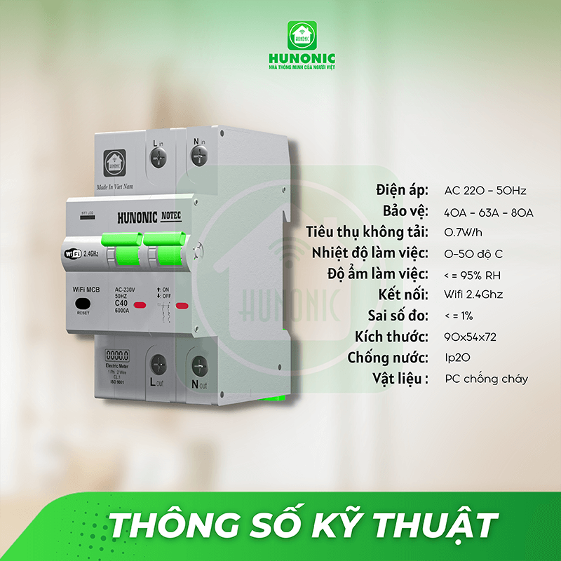 tính năng Aptomat Hunonic notec