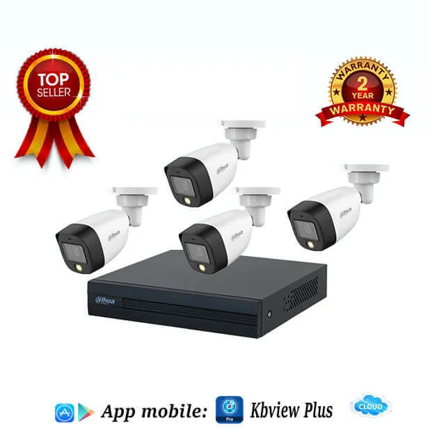 Trọn Bộ 4 Camera Dahua Có Màu Ban Đêm Tích Hợp Mic Thu Âm Thanh