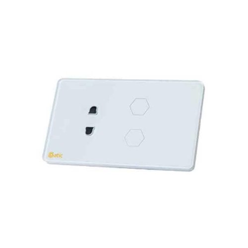 Hình ảnh công tắc cảm ứng 2 công tắc 1 ổ cắm Datic DTSW02M