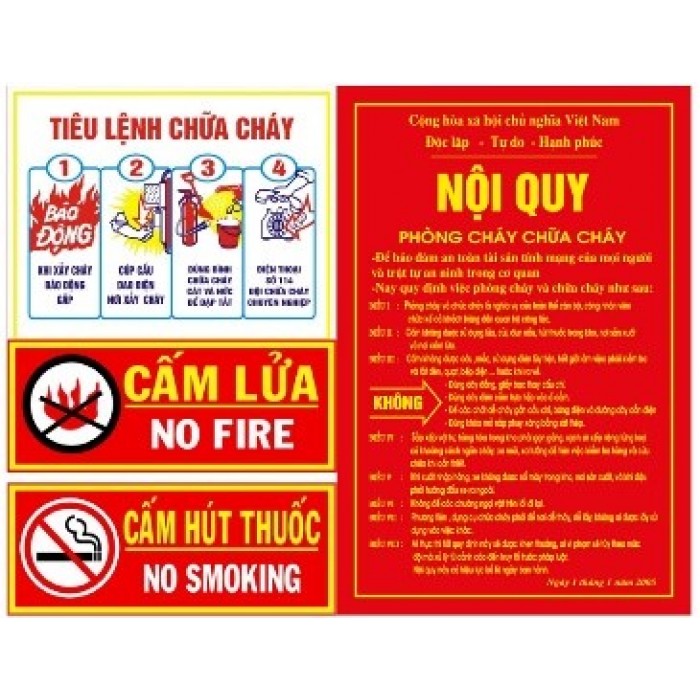 Bộ nội quy tiêu lệnh PCCC, nội quy PCCC, tiêu lệnh chữa cháy