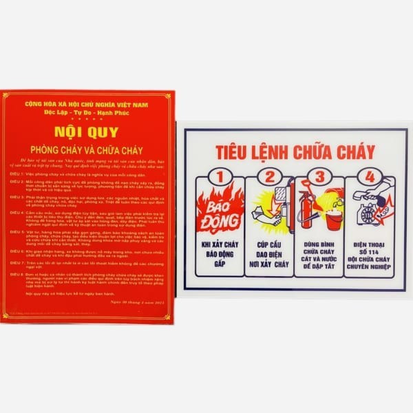 Bảng Mica Nội Quy PCCC + Tiêu Lệnh Chữa Cháy